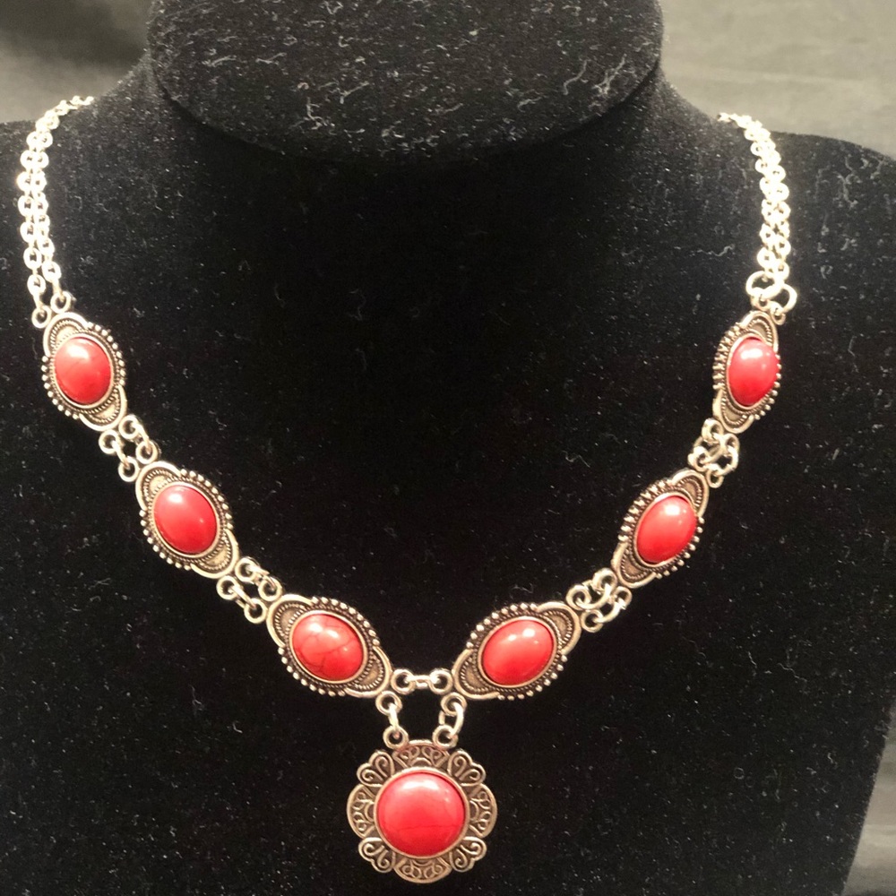 Southern Style Red and Silver Jewelry Set - Picture 4 of 4